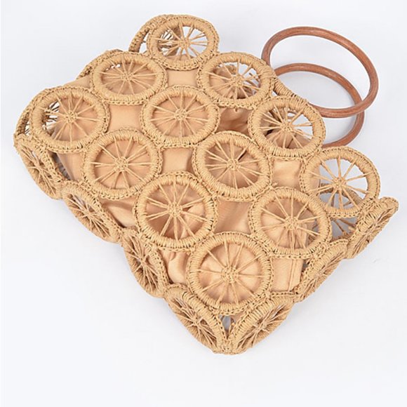 Bohemian Island Rattan Macrame Tote - Picture 6 of 7